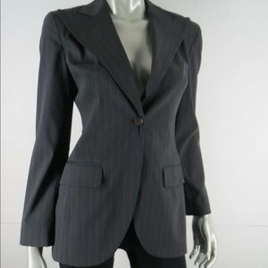 Hugo Boss Jacket Blazer Sz S Gray Pinstripe Single Button Front Sleek Minimalist
